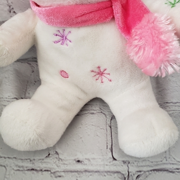 Dan Dee Snowman Plush 7" Pink Hat And Scarf Embroidered Snowflake Year 2013 - Picture 3 of 7